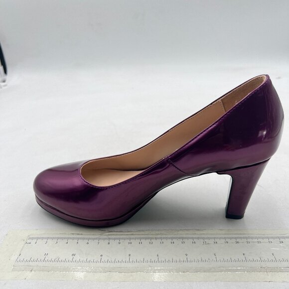 miss left Purple Low Platform Chunky High Heel Slip On Round Toe Elegant Pump - Picture 2 of 8